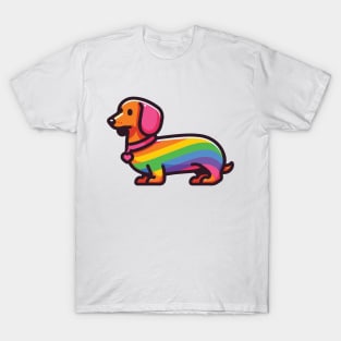 LGBTQ+ rainbow dachshund dog T-Shirt